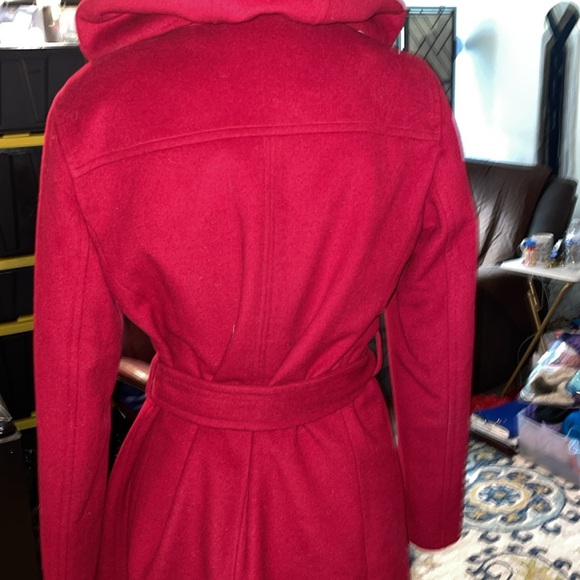 Women’s VINTAGE ELLEN TRACY 90’s with hood 100% wool lined coat sz 10 EUC Belt - Picture 7 of 15